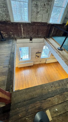 Opening the floor hatch for rigging day (Jan 2026)