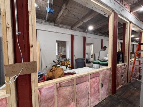 Looking at the new hallway from in the classroom and conference center (Feb 2026)