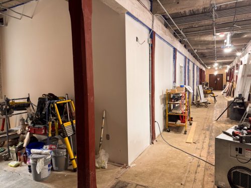 Second floor drywalled and primed (Apr 2026)